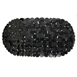 Dependable Nonslip Metallic Pebble Bathtub Mat with Suction Cups 26.5" x 14" (Black)