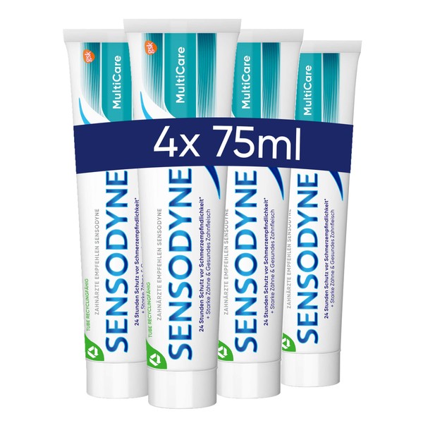 Sensodyne Gel MultiCare Toothpaste, Daily Toothpaste with Fluoride, 4 x