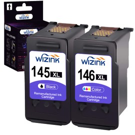 WIZINK Remanufactured for Canon 145 146 XL Ink Cartridge for Canon PG 145 XL CL 146 XL PG-145XL CL-146XL Ink Cartridges Replacement for iP2810 MG2410 MG2510 MG2910 MG3010 printer (1 Black/1 Tri-color)