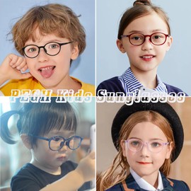 PEGH 2Pack Oval Blue Light Glasses for Kids Gaming Computer Glasses for Girls Boys Age 3-10, Anti Blue Ray TR90 Eyeglasses