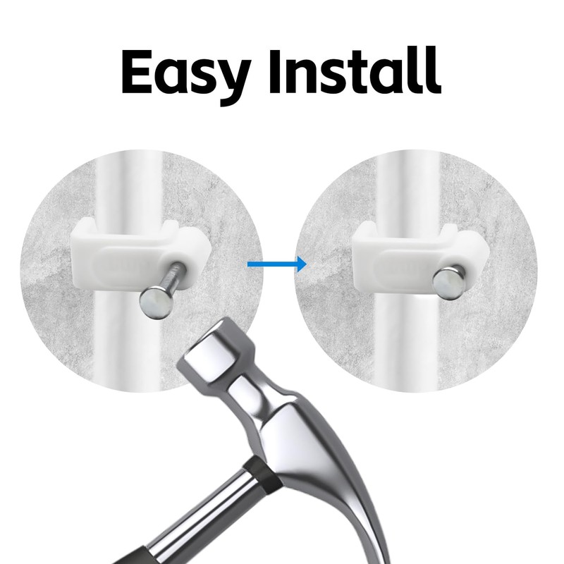 100 Pack Cable Clips, 8 mm White Flat Ethernet Wire