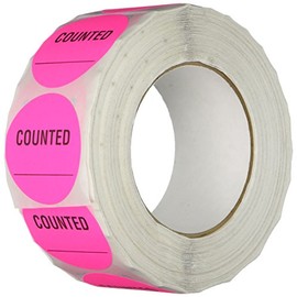 TapeCase Pink "Counted" Inventory Control Label - 1000 per Pack (1 Pack)