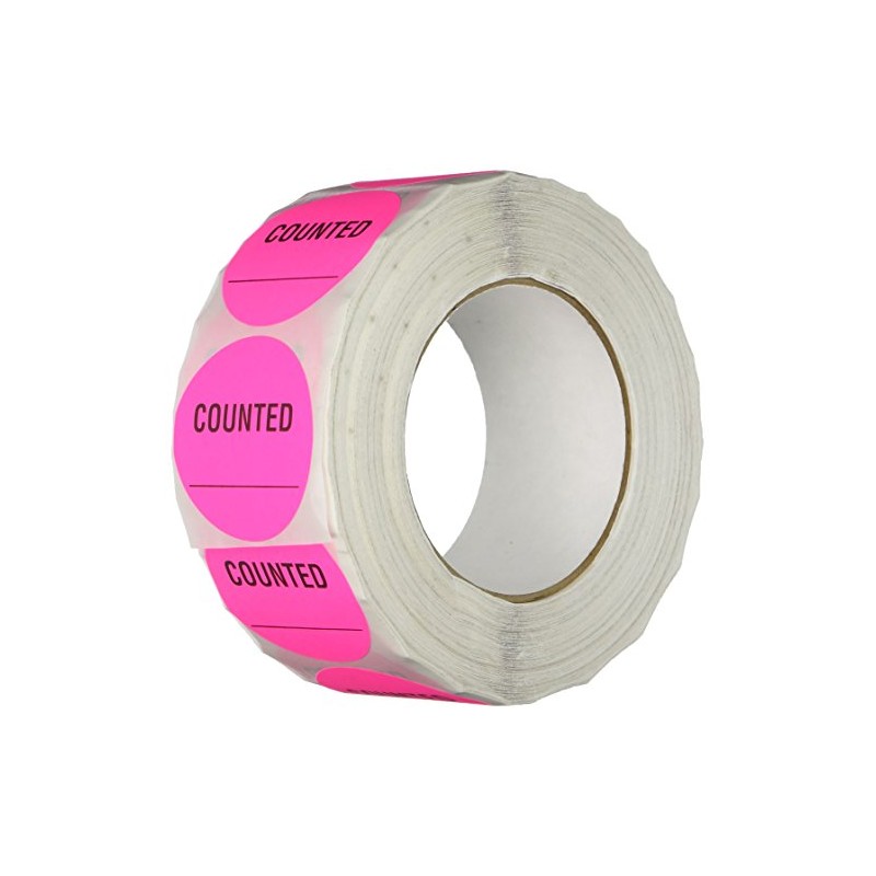 TapeCase Pink "Counted" Inventory Control Label - 1000 per Pack