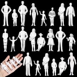 Namalu 50 Miniature Figures for Model Making, Standing and Sitting Mini Figures, Diorama, Unpainted White Human Figures, Architectural Model, Small Models of People for Miniature Scenes (Scale 1:25)