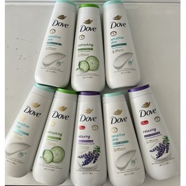 Dove 8 DOVE MIX BODY WASH 20 OZ SENSITIVE SKIN, REFRESHING, RELAXING 24 HR RENEWING