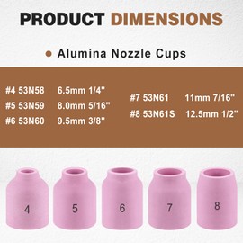 Shimeyao 53 Pcs Tig Welding Torch Consumables Kit Collets Alumina Ceramic Cups 10 Glass Cup Kit Accessories for Wp-17/18/26