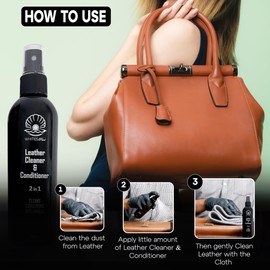 WHITES PEARL Leather Cleaner and Conditioner 8.5oz – 2 in 1 Leather Care Formula, Leather Cleaner for Purses, Leather Protectant, Grease And Stain Remover