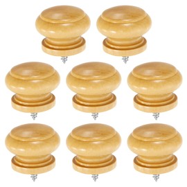 sourcing map 8Pcs Round Wood Drawer Knob, 1.3" x 0.98" Self-Tapping Solid Wood Handle Round Cabinet Knob Mushroom Shape Wooden Knobs for Furniture Dresser Wardrobe, Wood Color
