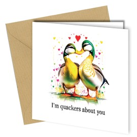 Birthday Card for Boyfriend or Girlfriend '| Valentines Card for Husband or Wife '| Anniversary Card for Him or Her 2 Ducks I'm Quackers about you Greeting Card #358