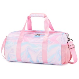 Travel Bags Kids Girls Children's Bags Dance Bag Ballet Bag for Girls Travel Girls Training Bag with Separate Dry Wet Bag and Shoes Compartment, Pink Marble
