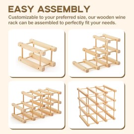 Wooden Wine Racks Countertop, 4-Tier Stackable Wine Storage Racks Hold 12 Bottles Portable Wine Rack Shelf Wine Holder for Inside Cabinet Kitchen