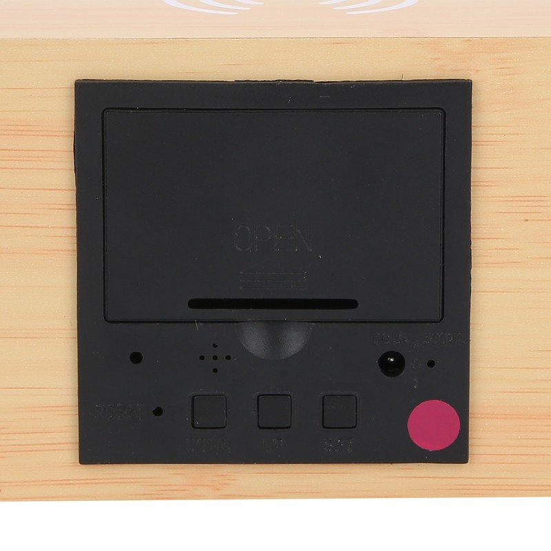 Wooden Clock Alarm Mobile Phone Wireless Charging Wood Voice Control
