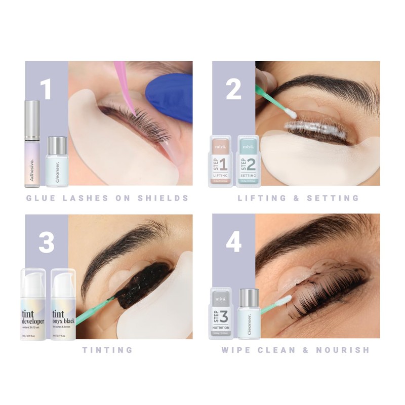 MIYA LASH Wimpernlift- und Augenbrauen-Laminierungsset mit Tönung, Dunkelbraun