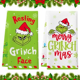 Lets Joy Pack of 2 Christmas Kitchen Towels, 43 x 66 cm, Christmas Microfibre Cloths, Christmas Towels, Colourful Cartoon Towels, Christmas Decoration, Kitchen Towels, Home Decoration, Party Gifts