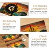 Boho Cactus Placemats Set of 6 Linen Table Mats, 12x18