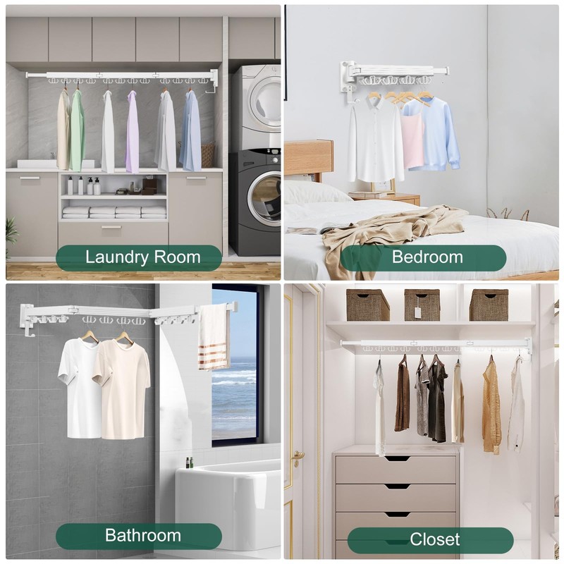 Kelisiting Wall Mounted Clothes Drying Rack, Laundry Drying Rack Wall