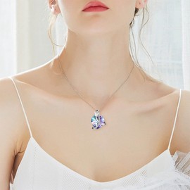 Yienate Heart Crystal Necklace Choker Silver Butterfly Purple Crystal Heart Pendant Necklace Chain I Love You Forever Birthstone Necklace Charm Infinity Love Necklace Jewellery Gift for Women Girls