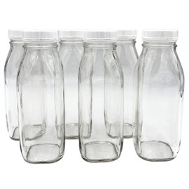 Shenandoah Homestead Supply 1 Pint / 16 oz American-Made Glass Beverage Bottles with Screw On Cap (Set of 6)
