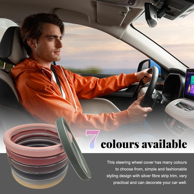 Yourkar Leather Steering Wheel Cover, Breathable Anti-Slip Car Steering Wheel