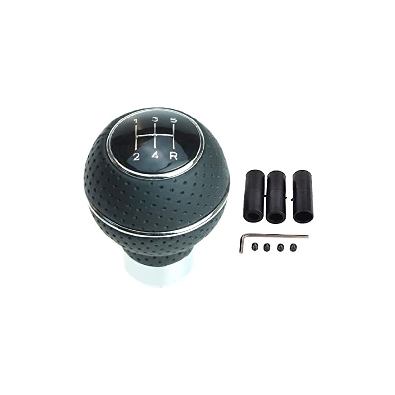 Universal Gear Knob Round with Chrome Ring - Black with