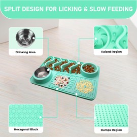 Lick Mat for Dogs and Cats - Slow Feeder Lick Pat for Puppy Pets Supplies with Suction Cups - Pets Bathing Training Mat - Dog Peanut Butter Lick Pads for Boredom Reducer (MINT GREEN)