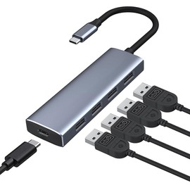Votonect USB C Hub, 5-in-1 USBC to Power delivery, 1 x Powered USB-C & 4xUSB-A Data Ports for MacBook Pro, MacBook Air, Dell and More