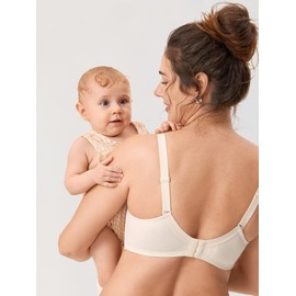 MOMANDA Women's Pumping Bra Hands Free Lace Nursing Bras Cute Support Maternity Breastfeeding Breast Pump Bra Ivory 36D