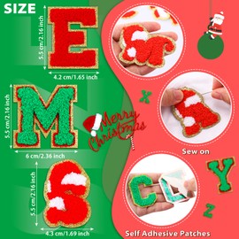 Jutom 104 Pcs Self Adhesive Chenille Letter Patches Letter Patches Chenille Stick on Embroidered Patch for Clothing Jackets Backpacks Hats(Cute,Green, Red)