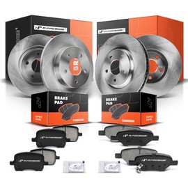 A-Premium Front Vented & Rear Solid Disc Brake Rotors + Ceramic Pads Kit Compatible with Select Chevy, Pontiac and Saturn Models- Cobalt 2008, Malibu 2005-2012, G5 2007-2009, G6 2006-2010, Aura 07-09