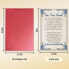 hvdler Poem Heartfelt Friendship Card, Thank You Card for One True Friend, Friendship Birthday Card for Bestie Sister Brother