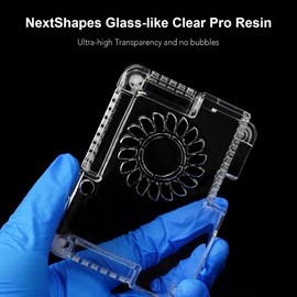 NextShapes Clear Pro 3D Printer Resin, Glass-Like Ultra High Transparency, Non-Yellowing & Non-Brittle, High Precision 405nm UV Curing Resin for LCD/DLP 3D Printing (Clear, 1000g)
