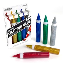 ArtSkills Puffy Jumbo Rainbow Glitter Glue Pens, 5 Pack, Classic, 5 Count