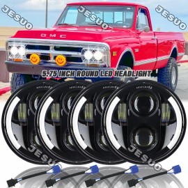 JESUO 4PCS 5.75" 5-3/4" Round LED Headlights for GMC C15/C1500 1961-1972 Pickup C2500
