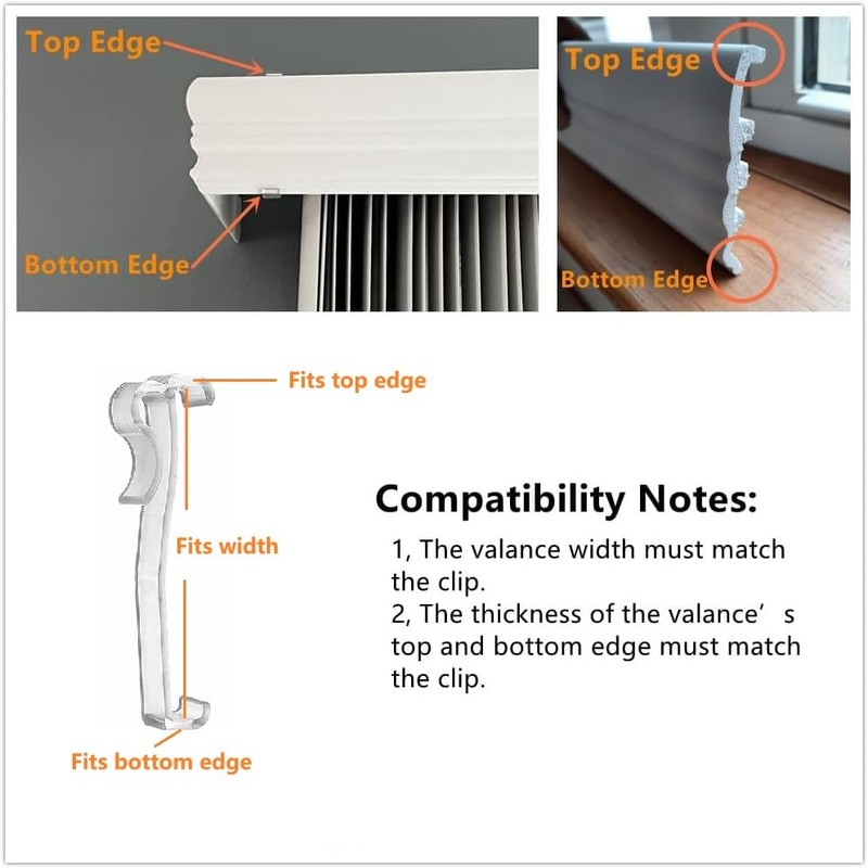 Valance Clips 10pcs 3'' Window Blinds Hidden Clip Clear Plastic
