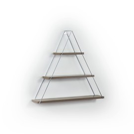 TREATLIFE HOME Floating Wall Decor Rustic Wall-Mounted Triangle Shelf, Solid Wood and Metal Bracket, Walnut Finish