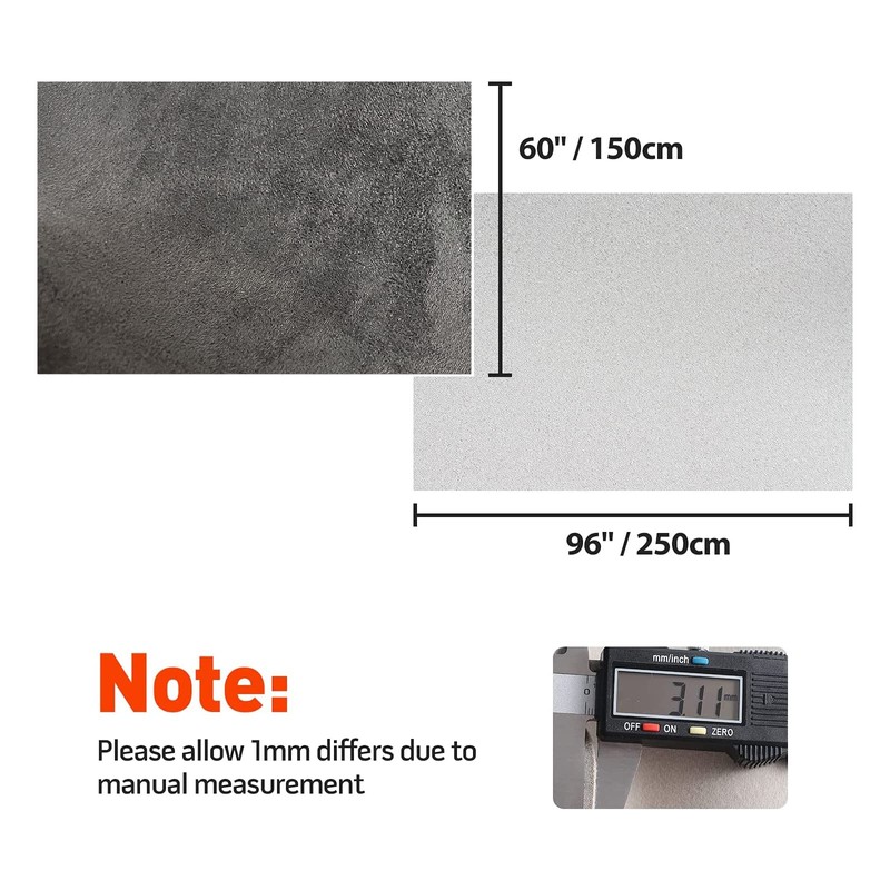 Halero 96“ × 60“ Dark Gray Car Suede Headliner Fabric