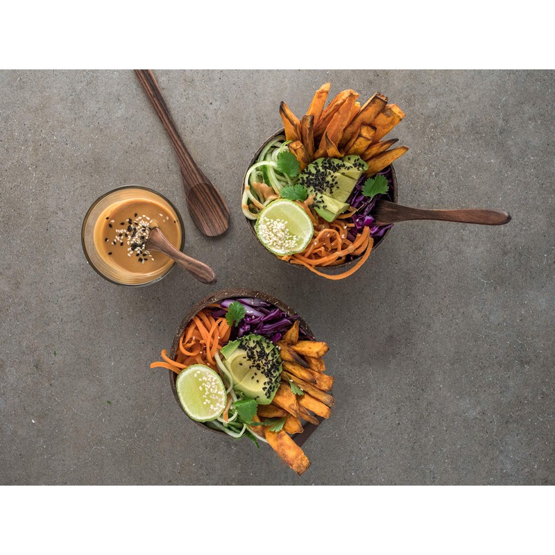 VIE Gourmet Coconut Bowls and Spoons, Set of 4