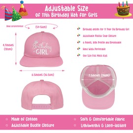 11th Birthday Girl, 11th Birthday Hat Pink for Girls, Happy 11th Birthday Badge Button for Girls, 11 Year Old Girl Birthday Party Favor, 11th Birthday Decorations for Her, 11 Yr Old Birthday Outfit