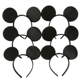 CHuangQi Mouse Ears Headband, Solid Black (Set of 12)