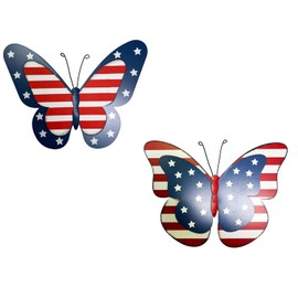 Fourth of July Hanging Patriotic Butterfly Wall Decor Indoor Outdoor American Flag Sculpture Decorations