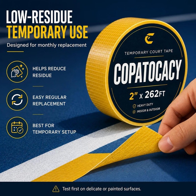 Copatocacy Pickleball Court Tape, 2 in x 262 ft, Temporary