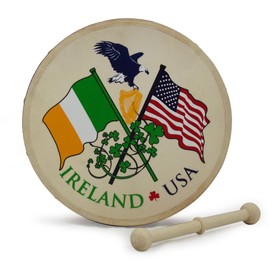 Waltons 8 Inch USA IRELAND Bodhrán - Handcrafted Irish Instrument - Crisp & Musical Tone - Hardwood Beater Included w/Purchase
