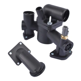 AJ89485 Thermostat Housing Assembly Compatible for 2003 2004 2005 Jaguar S-Type XJ8 XJR 3.5L 4.2L 4.2T AJ-V8 Engine Coolant Thermostat Housing with Thermostat AJ33