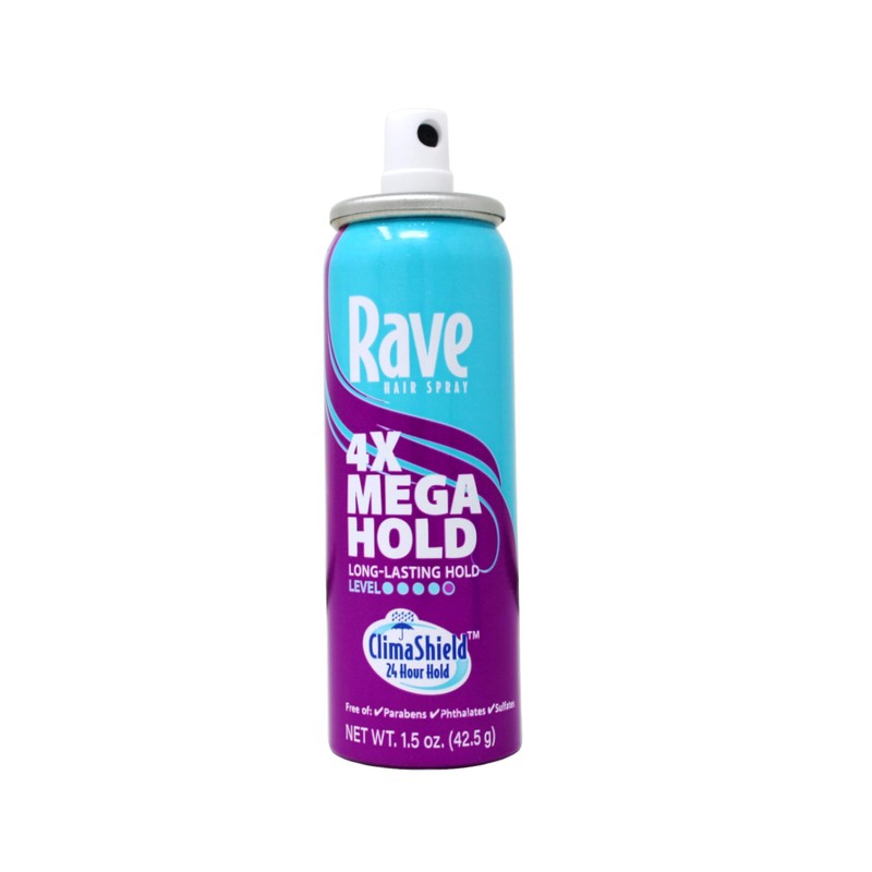 Rave Hairspray 4x Mega Aerosal Travel Size 1.5 oz, Pack
