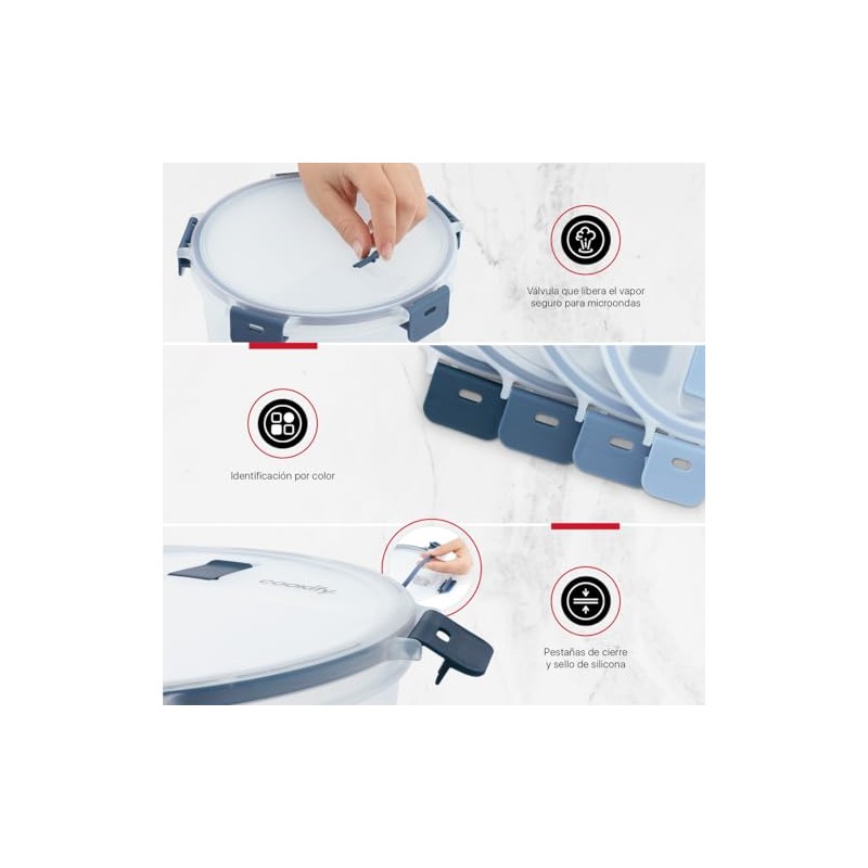 Set de Recipientes Apilables de Plástico para Alimentos con Tapas