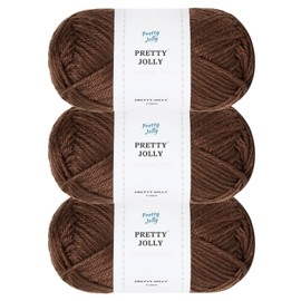 Pretty Jolly 3 Skeins Soft Wool Yarn Glossy Wool Blend Yarn for Crochet Knitting Sport Weight Yarn for DIY Craft(3×50g/3×100m)(Coffee)