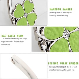 ASYKNM Table Handbag Holder:Foldable Non-Slip Handbag Hook Silver Set Clover