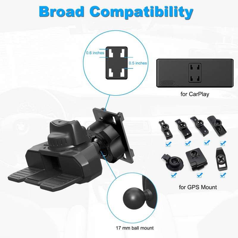 JCTRIWAY CD Mount for Carplay Screen, 360° Rotation CD Slot