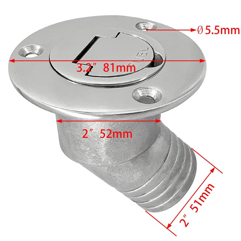 ISURE MARINE 2"(50mm) Boat Fuel Deck Fill/Filler with Keyless Cap
