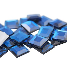 15 mm Capri Blue .CB Flat Back Square Acrylic Jewels Pro Grade - 30 Pieces by Allstarco
